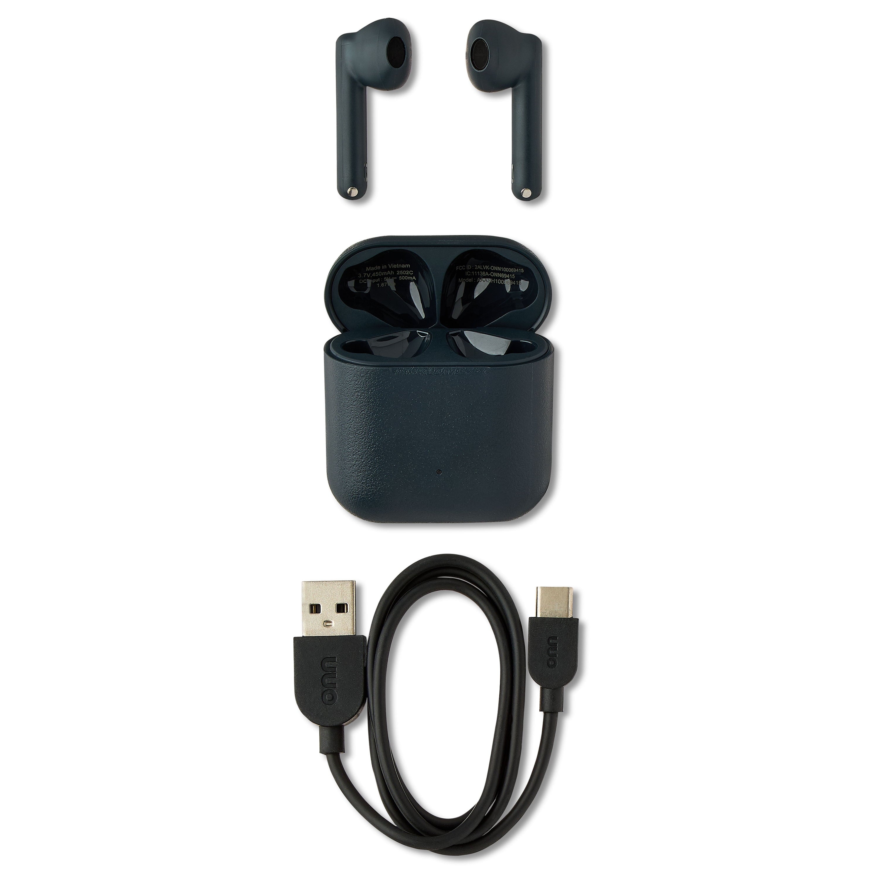 Bluetooth Wireless Earphones with Environmental Noise Canceling Microphones and Charging Case, Gray