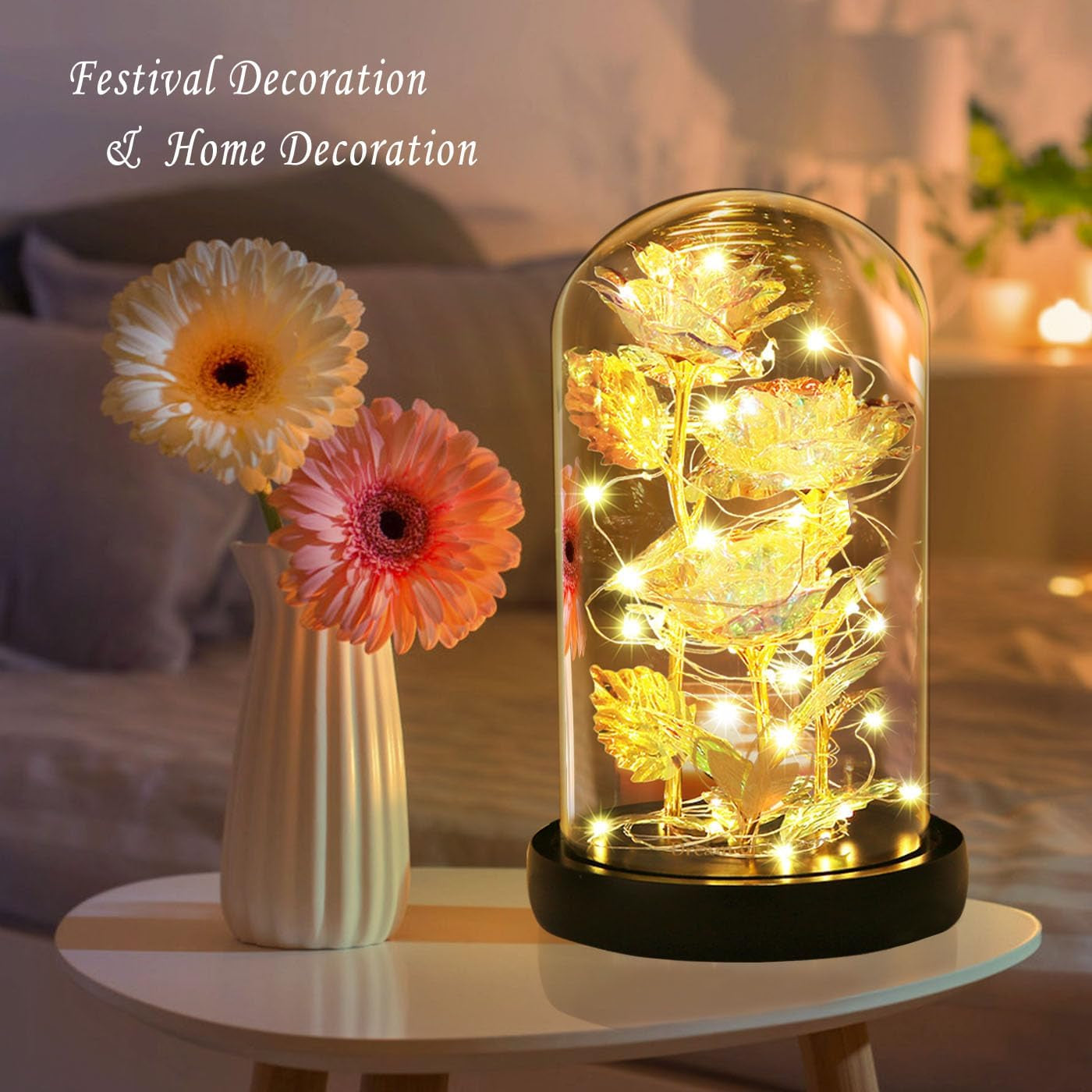 Birthday Gifts Galaxy Artificial Rose, Flowers for Delivery Prime Beauty and the Beast Rose Gold Foil Rose Enchanted Colorful Infinity Rose, Rose Flowers Gifts for Home Decor Unique Gifts for Women