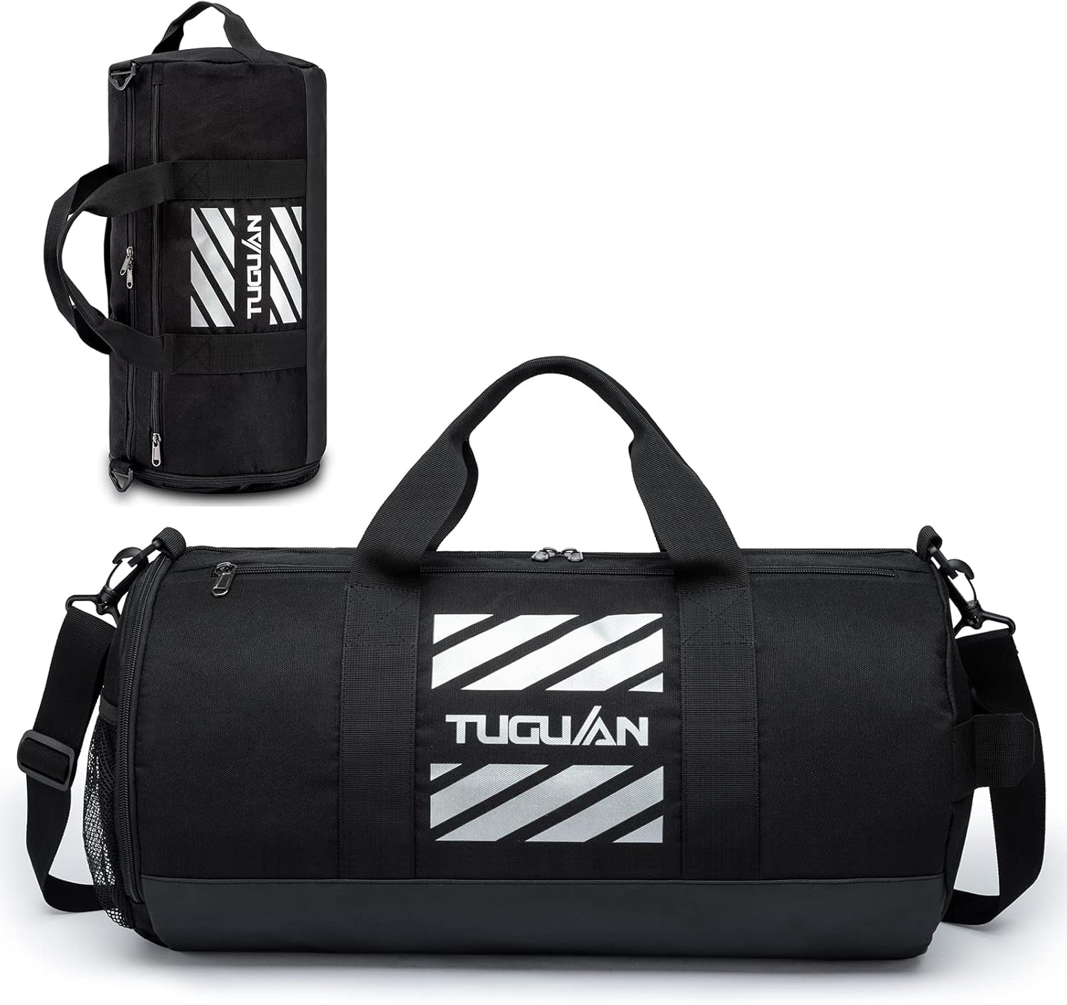 Basketball Gym Bags for Men Women Small Travel Duffle Bag Wet Pocket & Shoes Compartment Overnight Weekender Duffel Bag Sports Gym Tote Bag Man 40L, Black