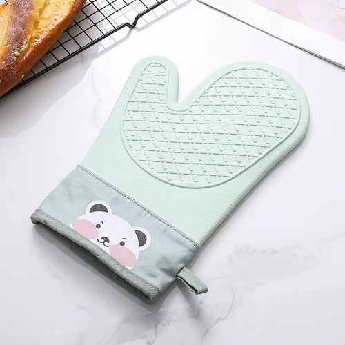 1Pc Oven Silicone Gloves Anti-Scald Gloves Cute Oven Mitt Heat Resistant Gloves Microwave Oven Baking Tools Kitchen Bakeware