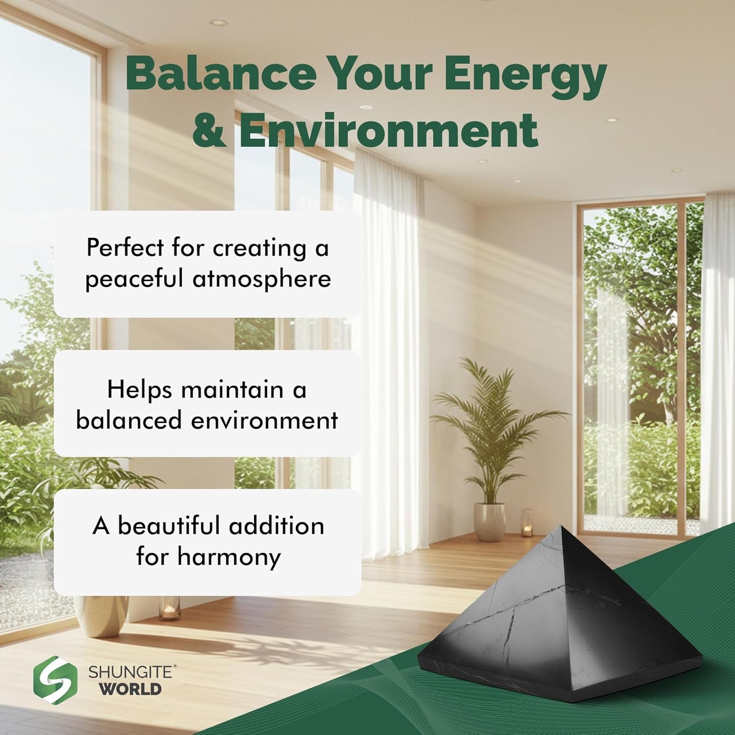 Authentic Shungite Pyramid Polished 50 Mm / 1.96" Chakra Energy Natural Healing Crystal Real Black Pyramid Home Office Protection Desk Decor Meditation Reiki Grounding Stone