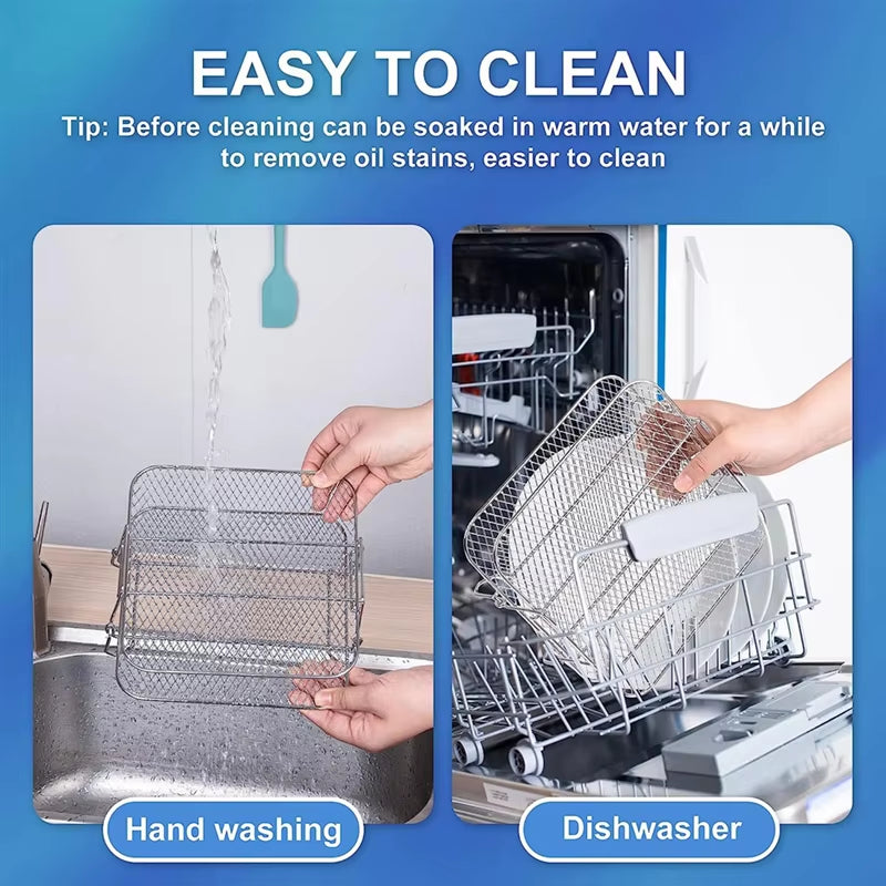 Air Fryer Rack for Cosori 5.5L Air Fryer, 2 Tier Air Fryer Grill/Shelf/Dehydrator Rack Square ,Air Fryer Accessories