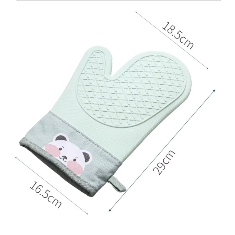 1Pc Oven Silicone Gloves Anti-Scald Gloves Cute Oven Mitt Heat Resistant Gloves Microwave Oven Baking Tools Kitchen Bakeware