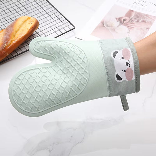 1Pc Oven Silicone Gloves Anti-Scald Gloves Cute Oven Mitt Heat Resistant Gloves Microwave Oven Baking Tools Kitchen Bakeware
